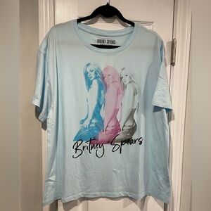 NWT Britney Spears Size XL Light Blue Short Sleeve Tee Shirt Signature Y2K